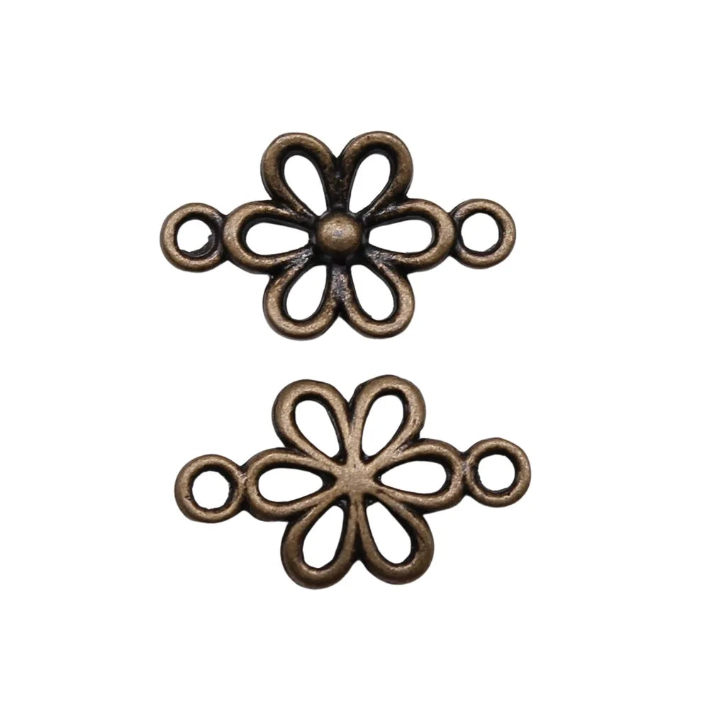 15x9mm 0.4g Multicolor Zinc Alloy Flower connector charm for DIY bracelet necklace making
