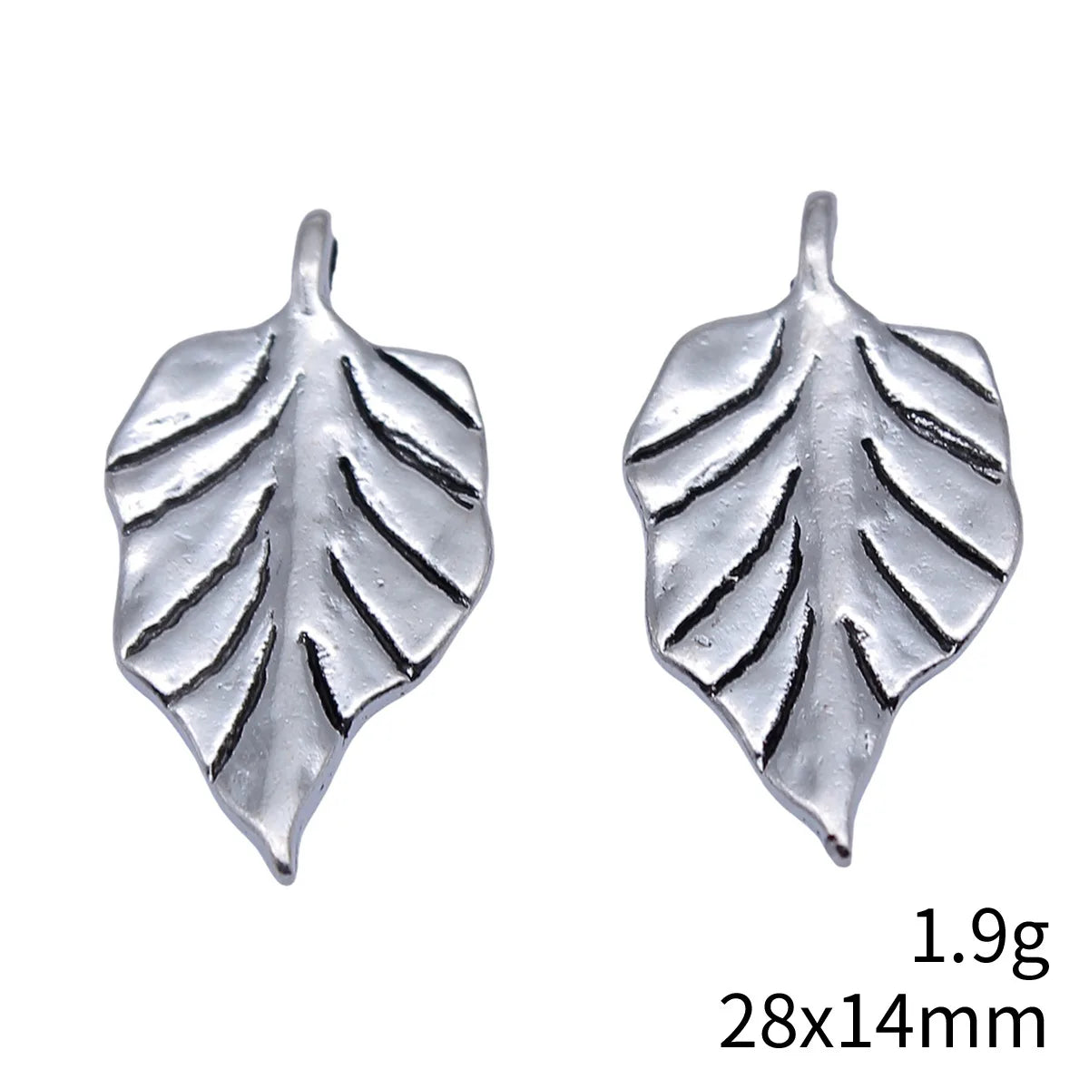 28x14mm 1.9g Antique Silver Zinc Alloy Leaf Charm Pendant for DIY Earrings Necklace Jewelry Making