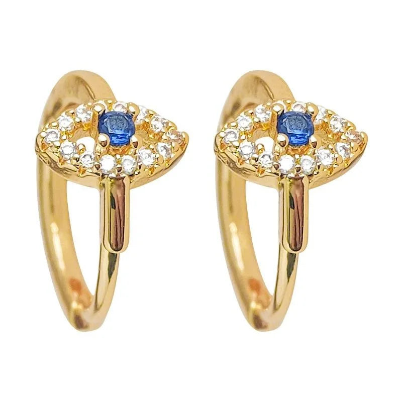 Micro Pave Zircon Eye Stud Earrings For Women, Copper Geometric Minimalist Fashion Jewelry
