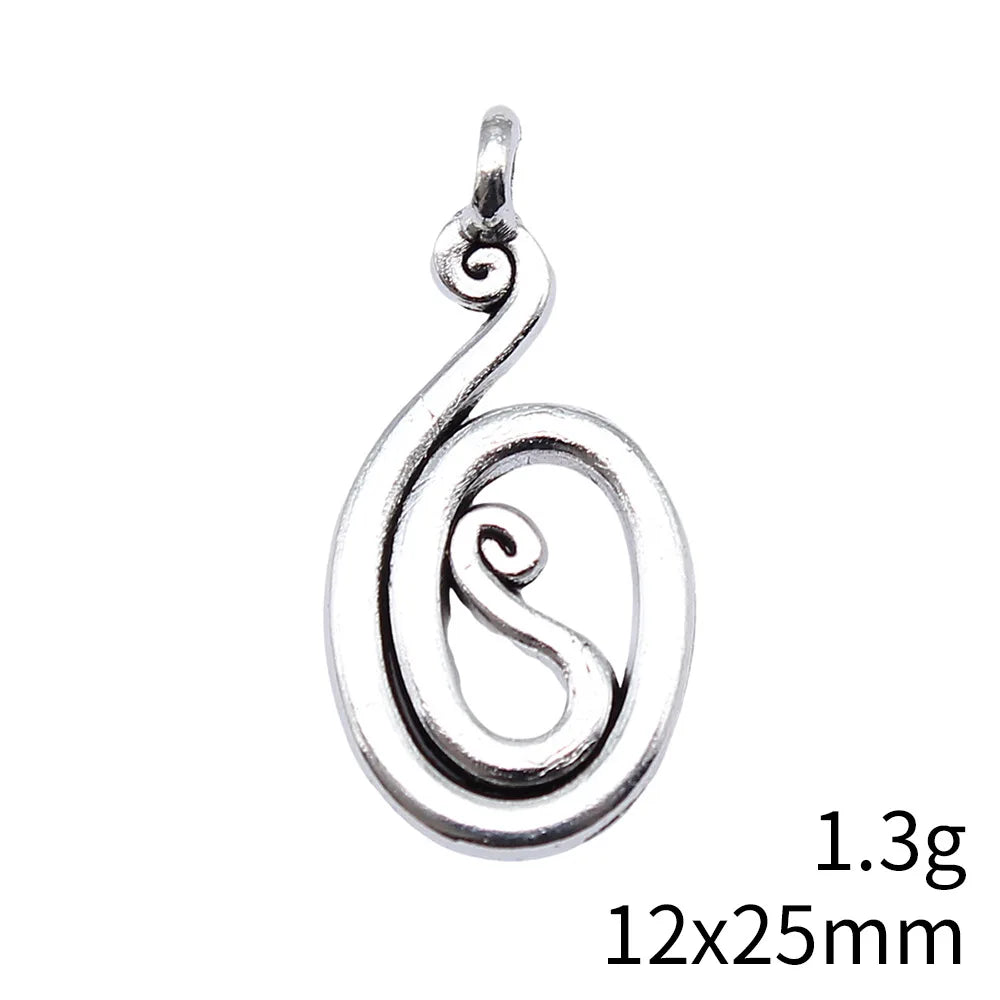 12x25mm 1.3g Antique Silver Zinc Alloy Spiral Swirl Charm Pendant for DIY Necklace Jewelry Making