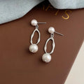 Designer Copper Glass Pearl Tassel Geometric Drop Earrings Minimalist Style For Women