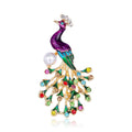 Elegant Enamel Peacock Brooch With Rhinestone And Faux Pearl, Colorful Animal Lapel Pin Gift