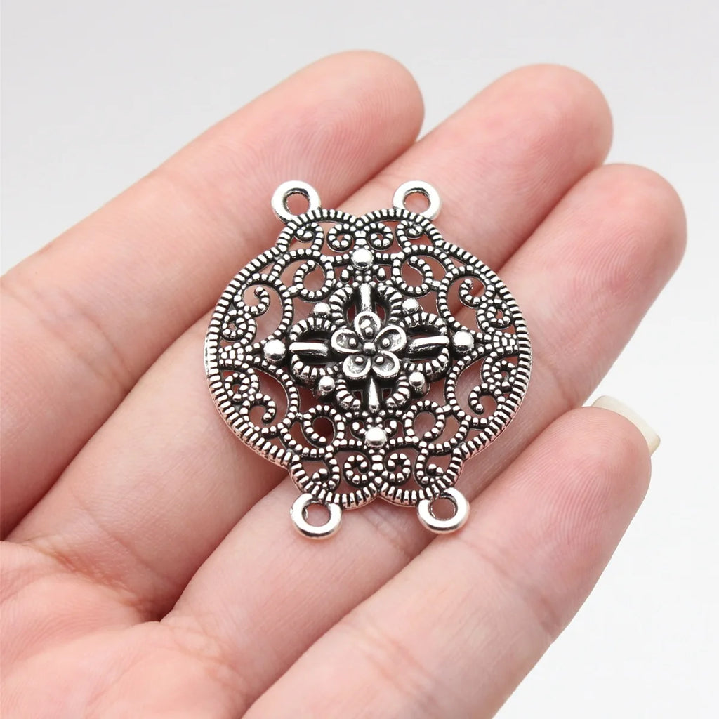 37x32mm 5.39g Multicolor Zinc Alloy Four-Hole Connector Charm for Body Chain Waist Chain Making