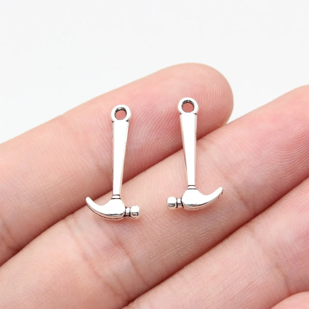 19x9mm 0.46g Antique Silver Zinc Alloy Hammer Charm Pendant for DIY Necklace Bracelet Making
