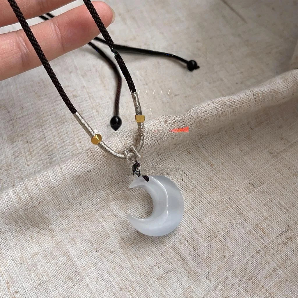New Chinese Style Copper Glass Cat Eye Moon Geometric Collarbone Necklace For Women