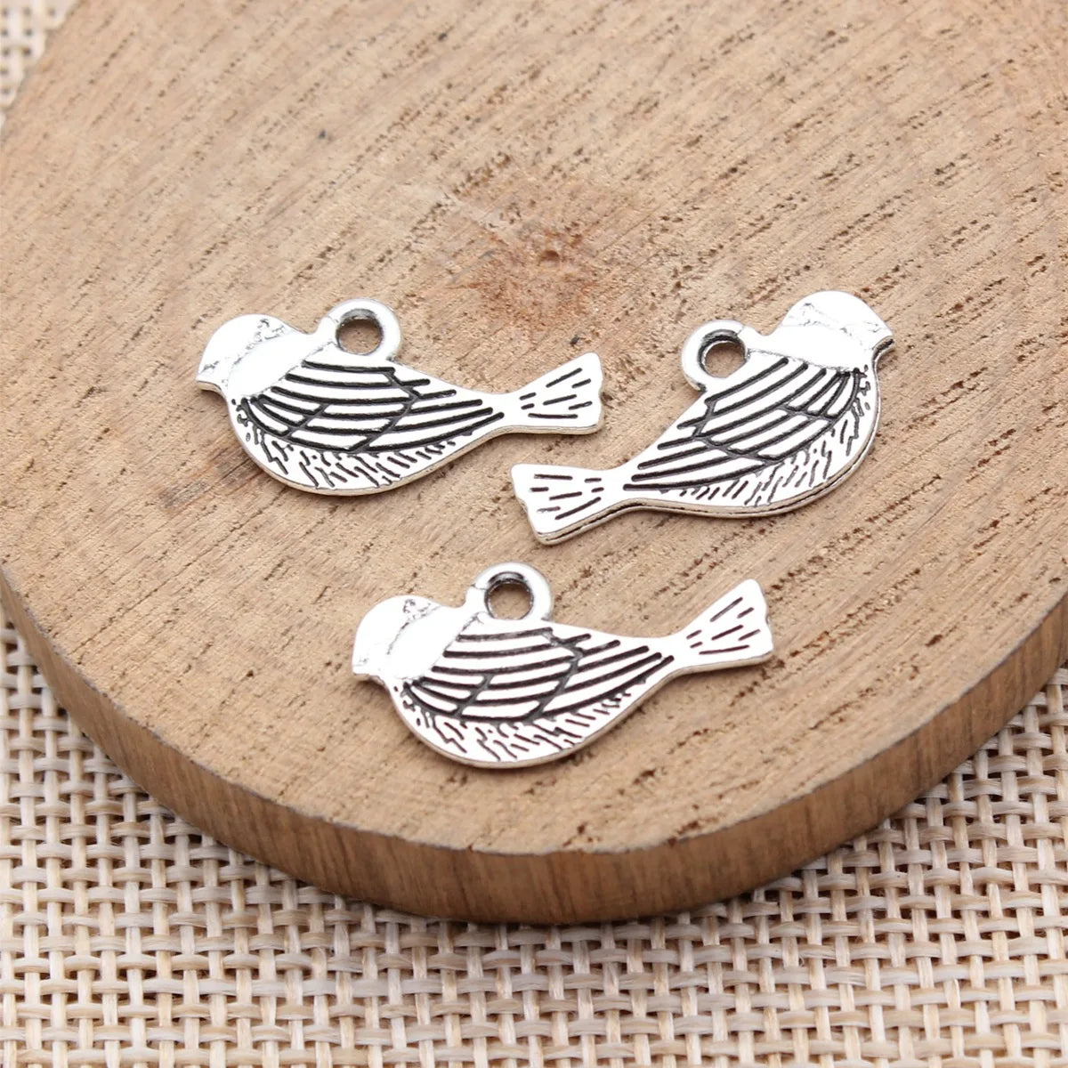 21x11mm 0.87g Antique Silver Zinc Alloy Double Sided Bird Charm Pendant for DIY Necklace Jewelry Making