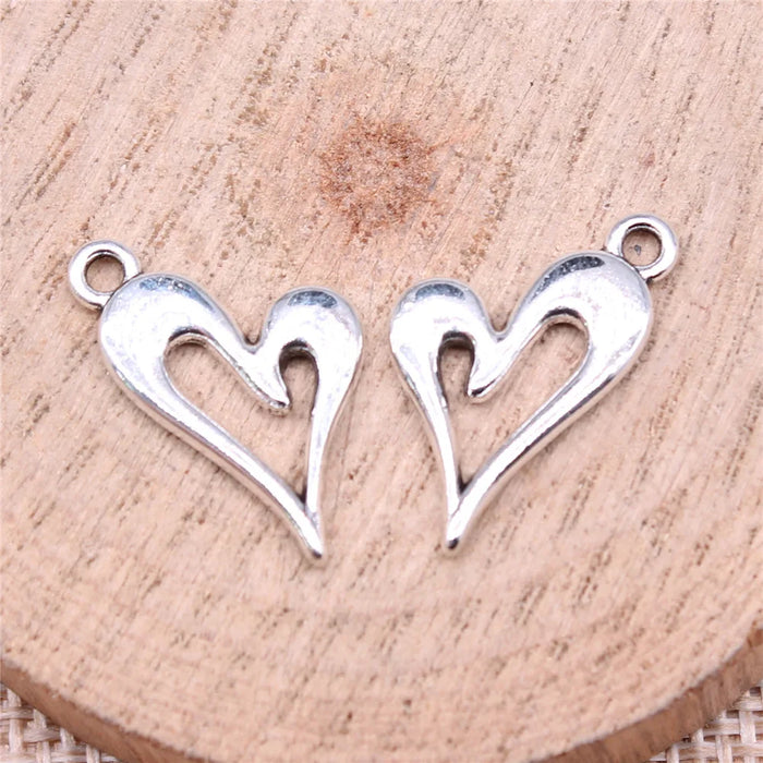 20x13mm 1.13g Zinc Alloy Openwork Heart Hollow Charm Pendant for DIY Bracelet Necklace Jewelry Making