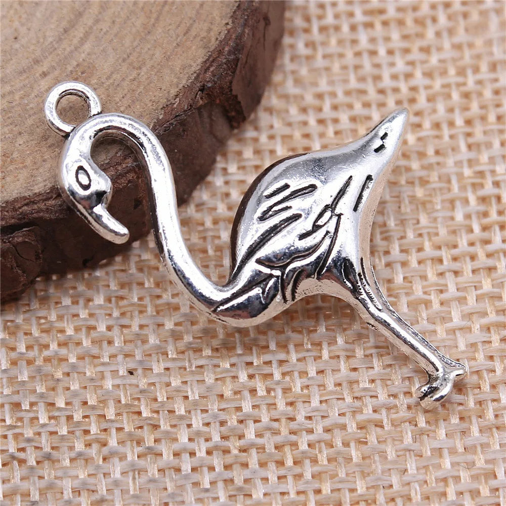 40x24mm 2.6g Multicolor Zinc Alloy Flamingo Bird Charm Pendant for DIY Necklace Bracelet Jewelry Making