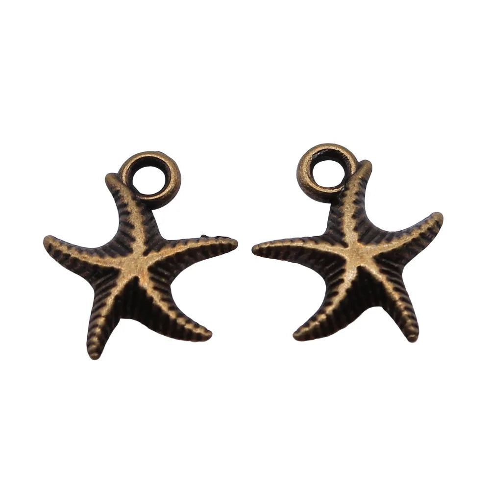 16x14mm 1g Zinc Alloy Starfish Charm Pendant for DIY Ocean Theme Necklace Bracelet Making