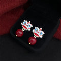 Cute Chinese Style Lion Dance Drop Earrings Handmade Painted Enamel Copper Jewelry