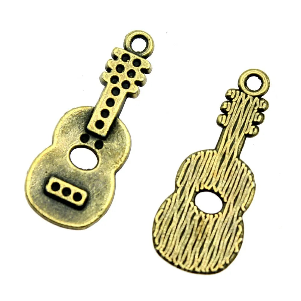26x11mm 1.3g Multicolor Zinc Alloy Guitar Charm Pendant for DIY Music Theme Bracelet Necklace