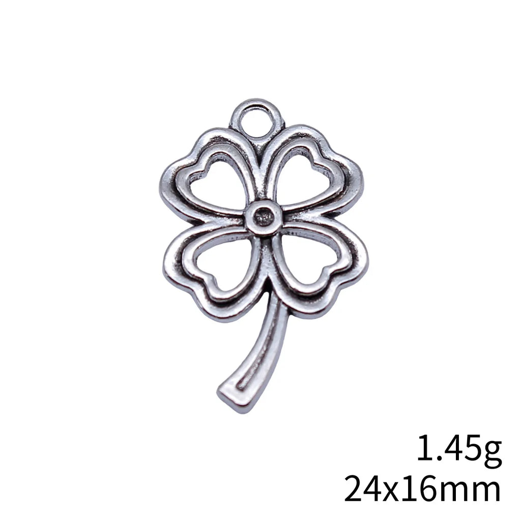 24x16mm 1.45g Multicolor Zinc Alloy Hollow Four Leaf Clover charm pendant for DIY clothing and jewelry