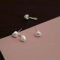 Brushed Mini Heart Stud Earrings Copper Geometric Line Sweet Minimalist Design