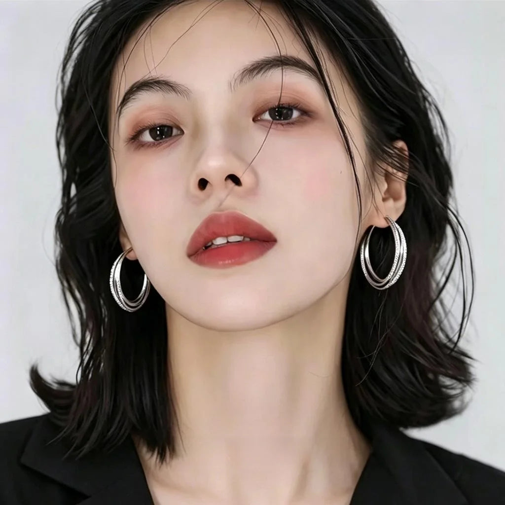 Minimalist Geometric Round Eco-Friendly Copper Hoop Earrings For Women Commuter Fashion Jewelry