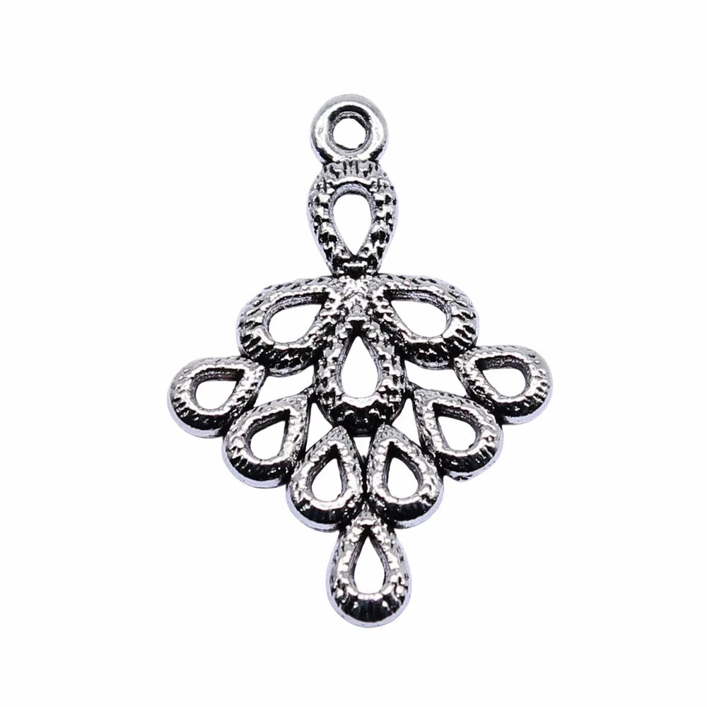 16x24mm 0.9g Antique Silver Zinc Alloy Openwork Geometric Earring Connector Charms for DIY Jewelry Making