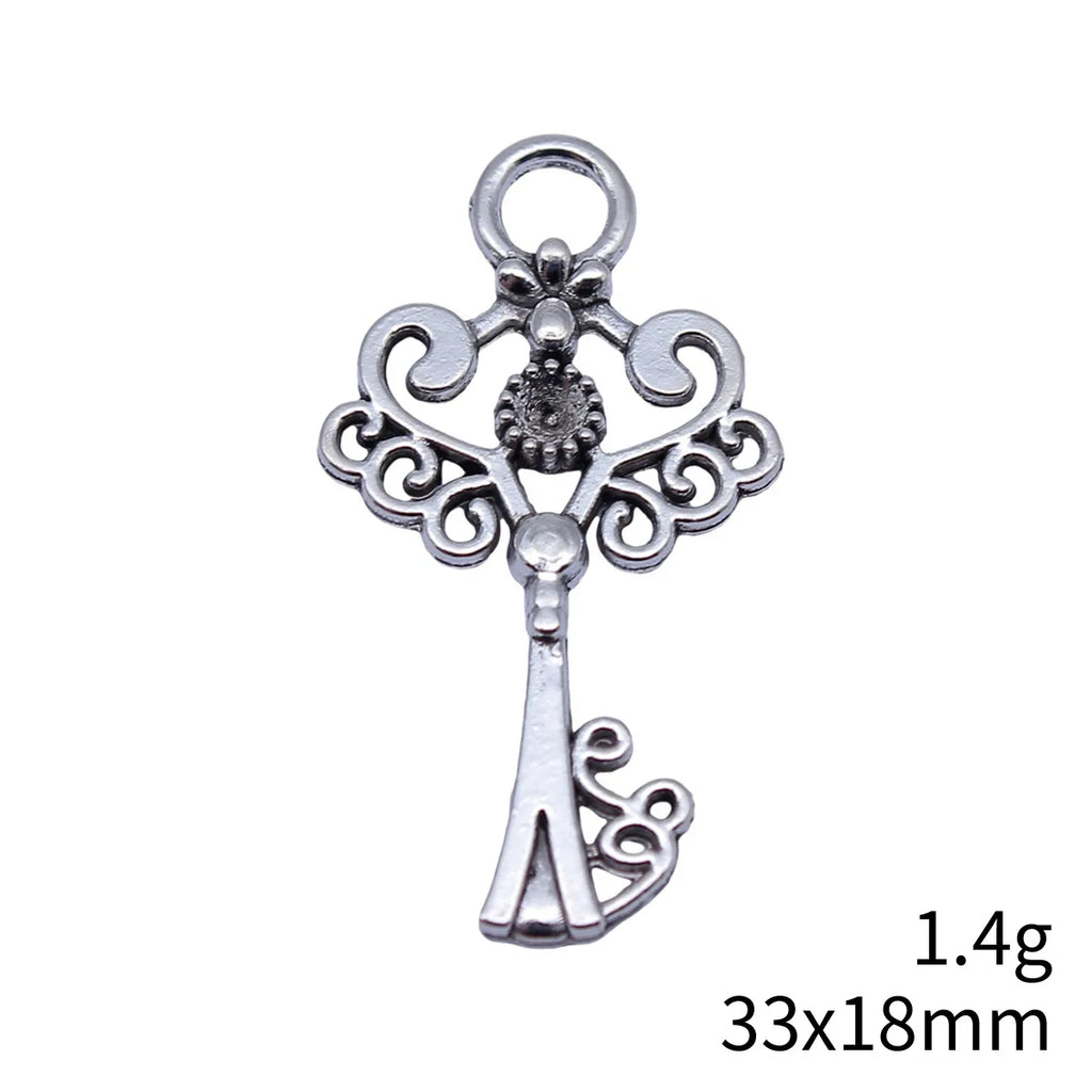 33x18mm 1.4g Multicolor Zinc Alloy Heart Key Charm Pendant for Necklace Bracelet DIY Jewelry Making