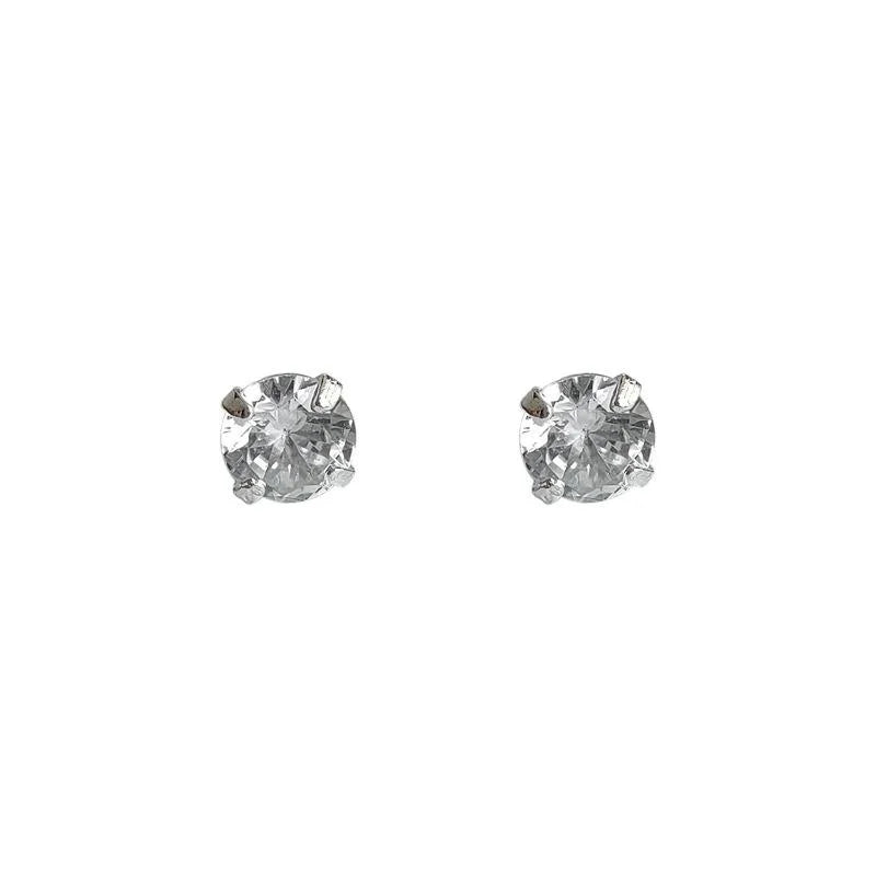Trendy Copper Zircon Screw Back Stud Earrings For Women, Round Geometric Cartilage Jewelry