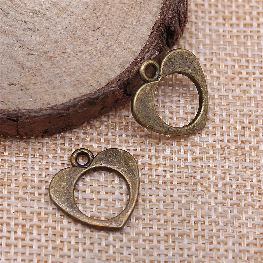 17x17mm 1.2g Multicolor Zinc Alloy Hollow Heart Charm Pendant for DIY Necklace Bracelet Making