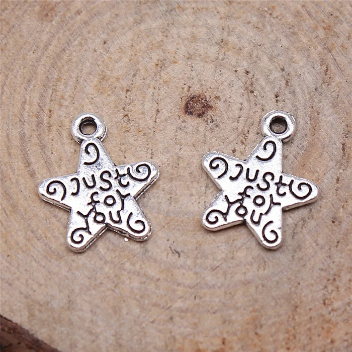 14x12mm 0.5g Antique Silver Zinc Alloy Just For You Charm Pendant for DIY Necklace Bracelet Making