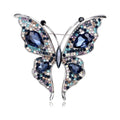 Luxury Full Rhinestone Butterfly Brooch With Blue Zircon Accent, Elegant Women's Lapel Pin Corsage Gift