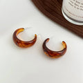 Maillard Style Amber Resin Large Round Hoop Earrings For Women