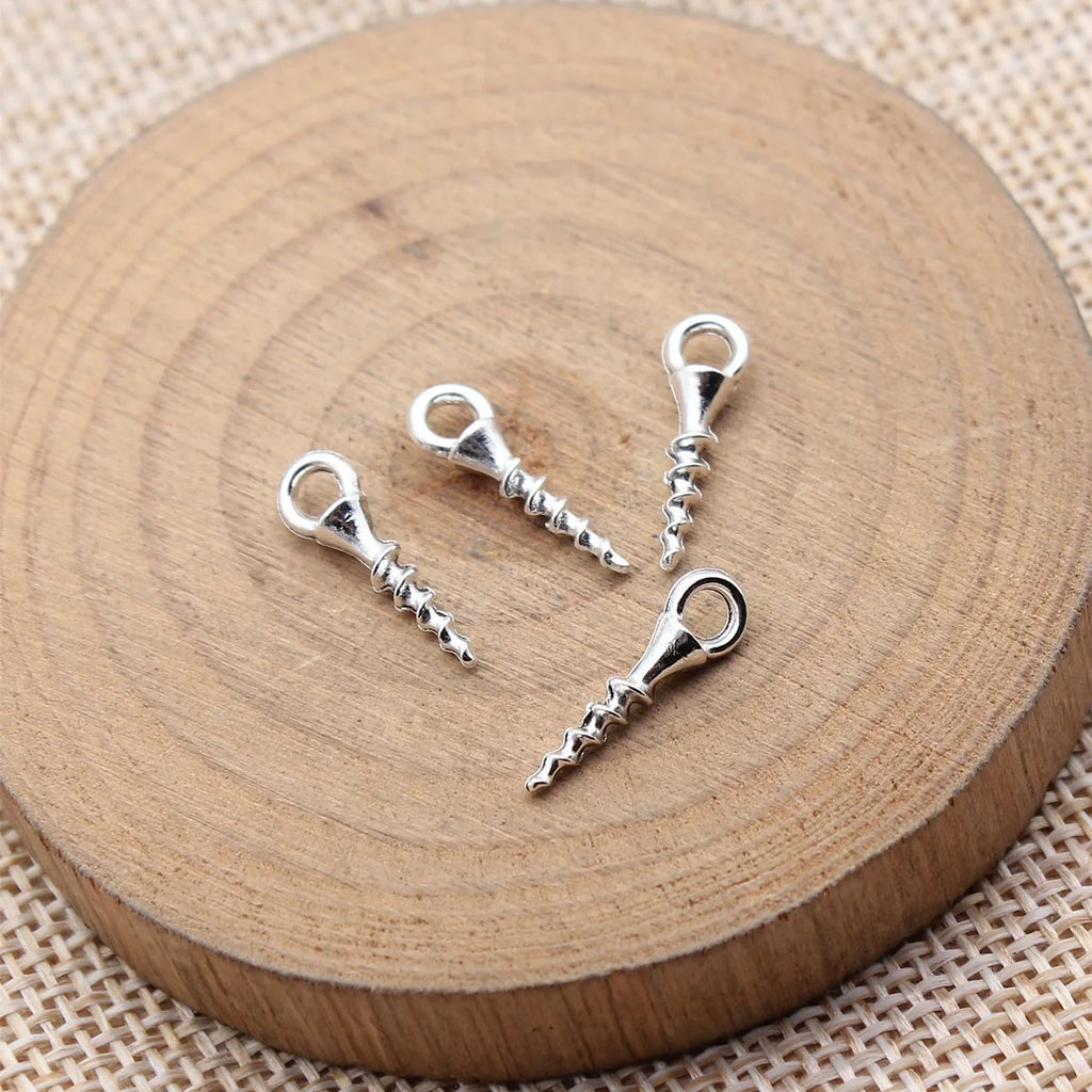 16x4.8mm 0.27g Antique Silver Zinc Alloy Screw Nail Charm Pendant for Tool Theme DIY Jewelry Making