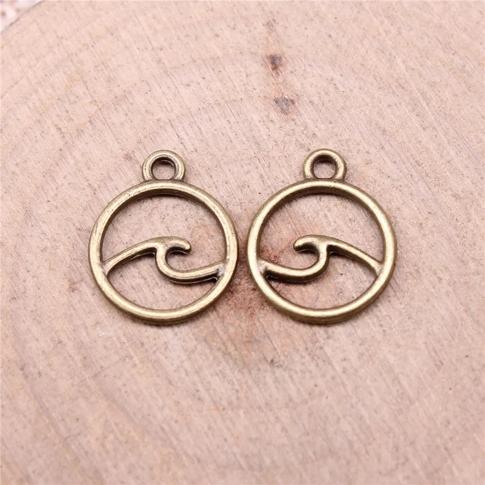 12x12mm 0.4g Multicolor Zinc Alloy Ocean Wave Charm Pendant for DIY Handmade Jewelry Making