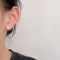 Silver Brushed Copper Hollow Ball Stud Earrings Minimalist Geometric Round Fashion Jewelry For Women