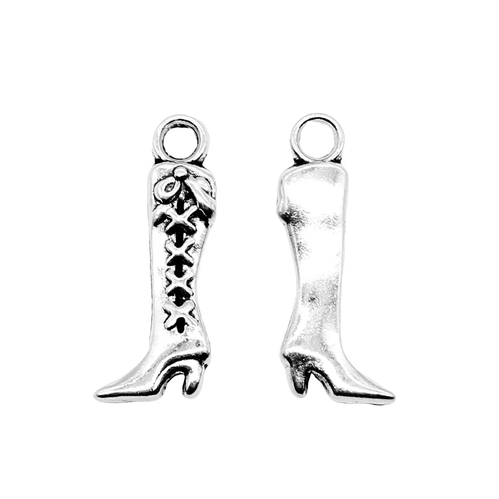 19x8mm 0.9g Antique Silver Zinc Alloy Boot Charm Pendant for DIY Vintage Jewelry Making