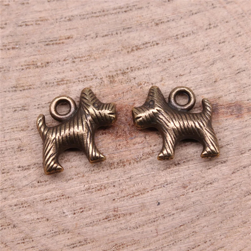 13x15mm 1.6g Multicolor Zinc Alloy Dog Charm Pendant for DIY Necklace Bracelet Jewelry Making