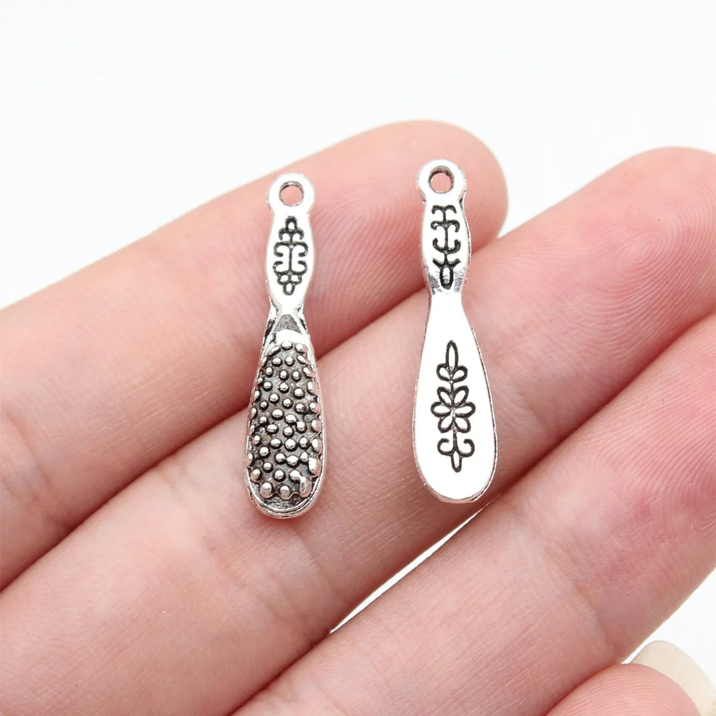 27x6.2mm 1.1g Antique Silver Zinc Alloy Vintage Comb Charm Pendant for Necklace Bracelet Jewelry Making