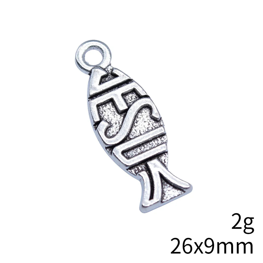 26x9mm 2g Antique Silver Zinc Alloy Fish Charm Pendant for DIY Necklace Bracelet Jewelry Making