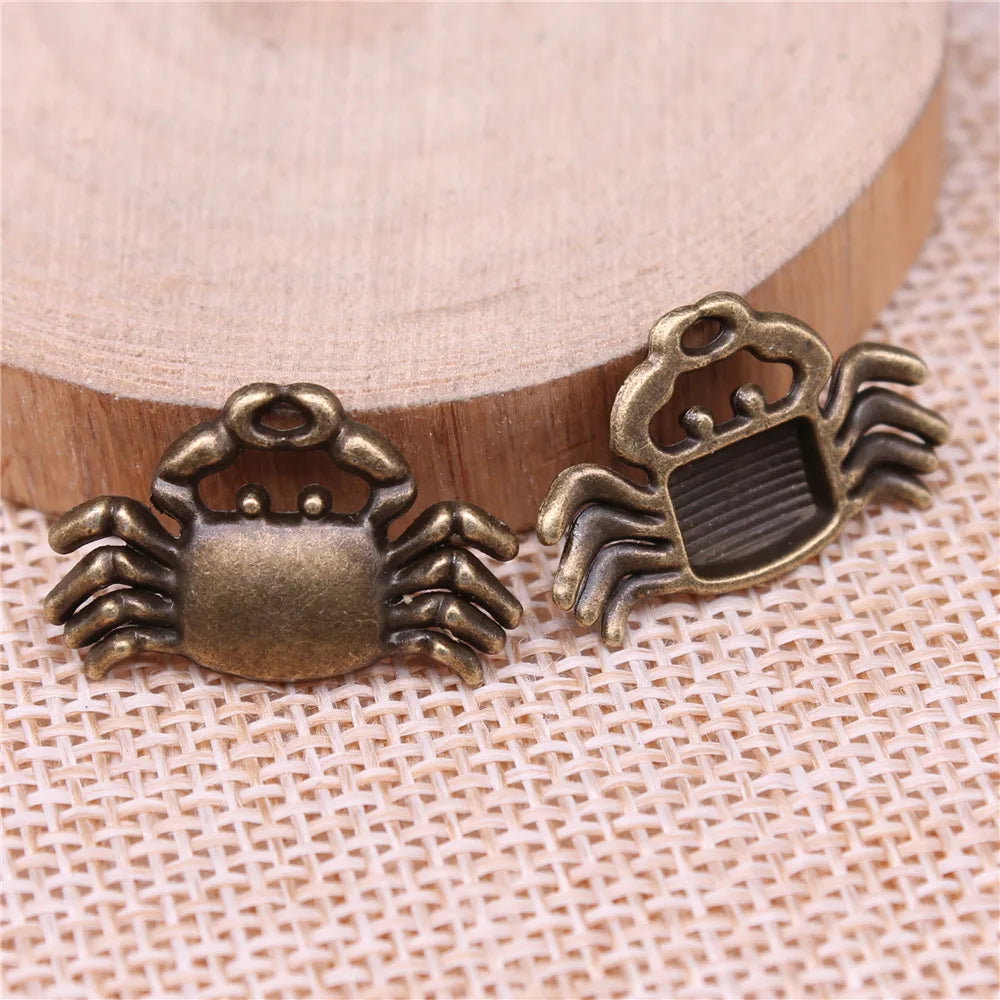 22x14mm 1.4g Multicolor Zinc Alloy Crab Charm Pendant for Beach Theme DIY Necklace Bracelet Making