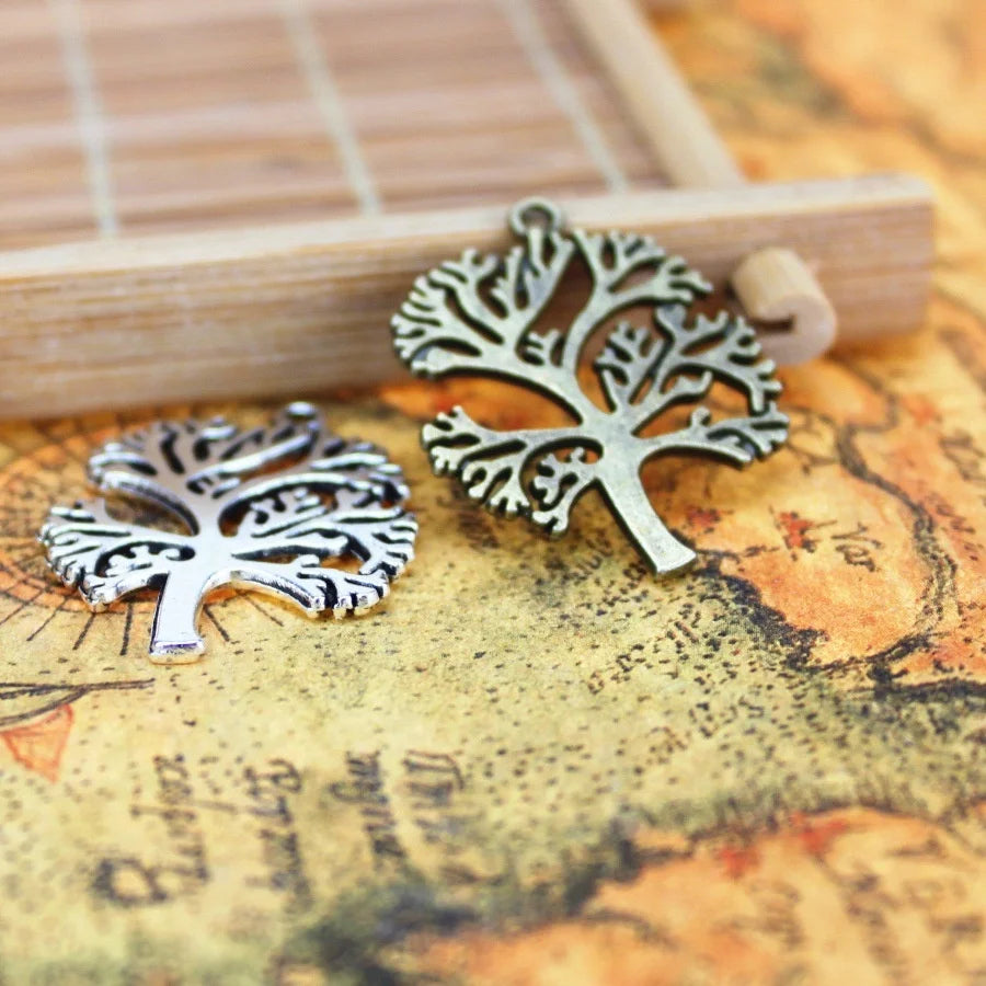 33x25MM Antique Silver Zinc Alloy Pine Tree Charm Pendant for DIY Necklace Bracelet Jewelry Making