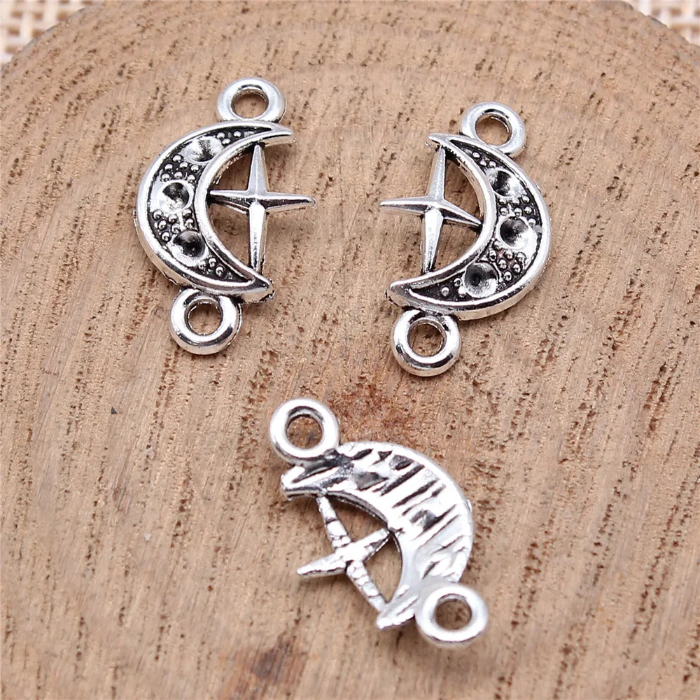 10x18mm 0.6g Zinc Alloy Moon Star Cross Charm Pendant for DIY Necklace Bracelet Jewelry Making