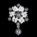 Elegant Pearl Snowflake Flower Alloy Rhinestone Brooch Lapel Pin For Women Suit Accessory Gift