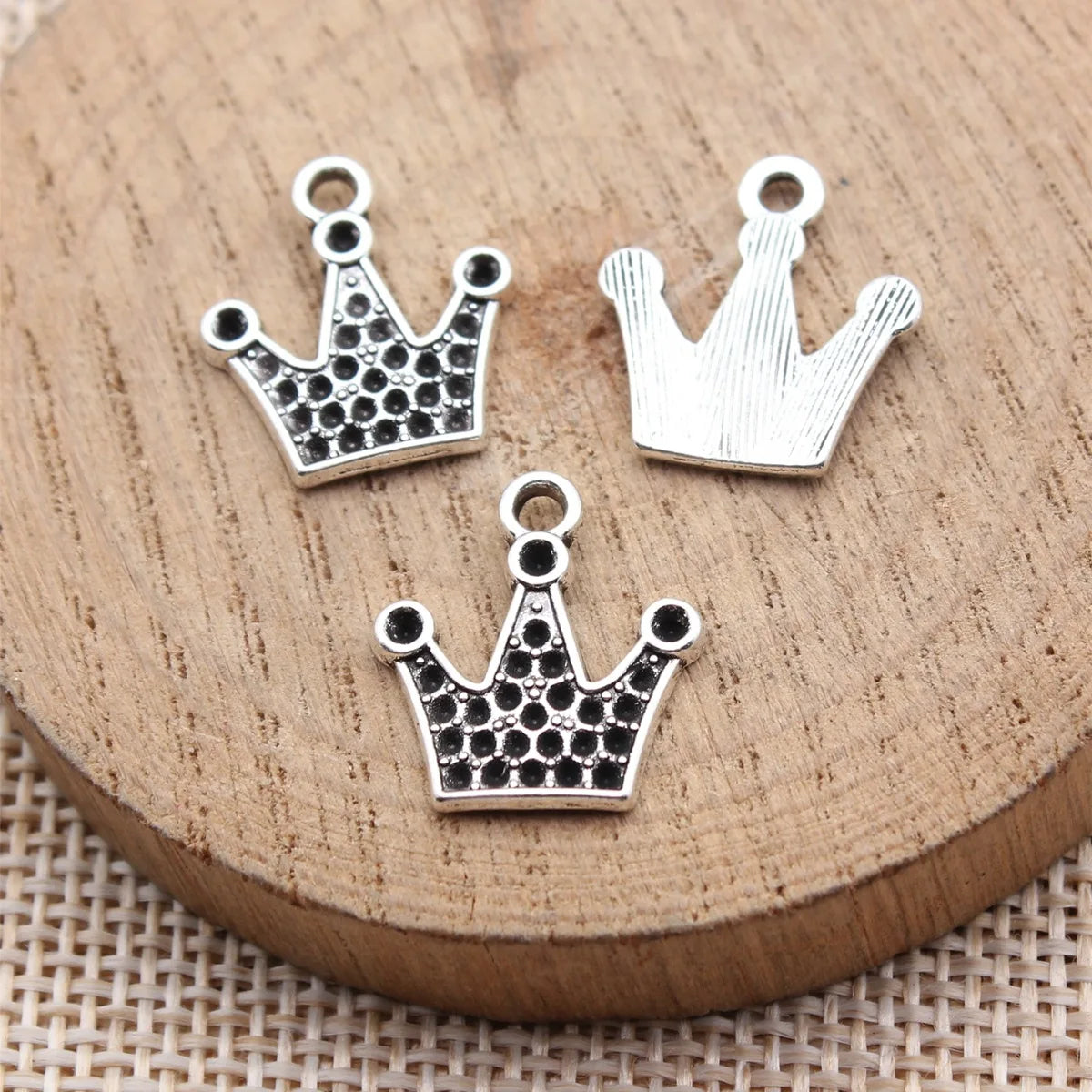 17x16mm 0.92g Antique Silver Zinc Alloy Crown Charm Pendant for Rhinestone DIY Jewelry Making