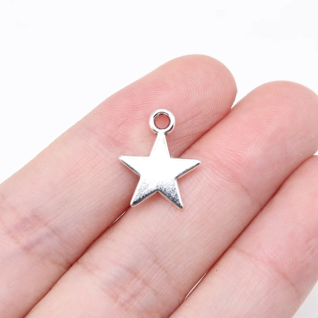 15x13mm 0.6g Antique Silver Zinc Alloy Five-Point Star Charm Pendant for DIY Necklace Bracelet Making