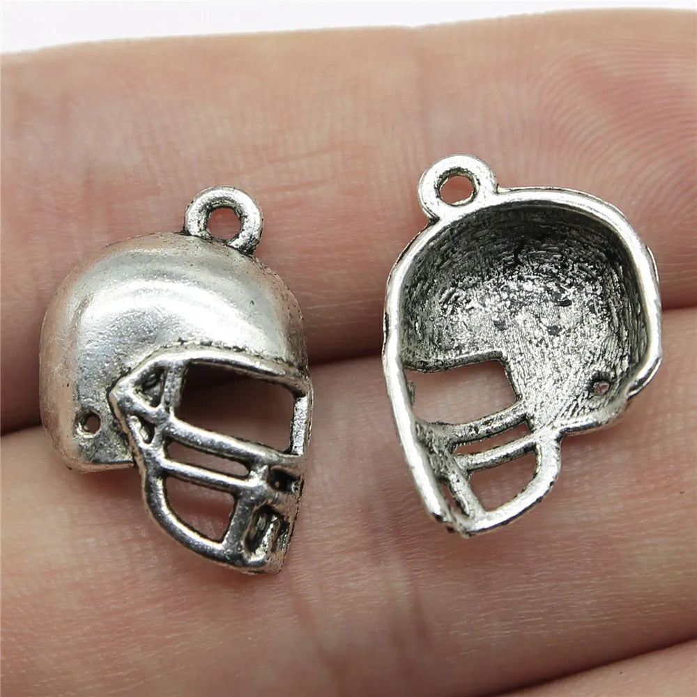 20x15mm 1.3g Multicolor Zinc Alloy Football Helmet Charm Pendant for DIY Sports Jewelry Making