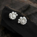 High-Luster Pearl Copper Conch Shell Geometric Stud Earrings Minimalist Designer Style