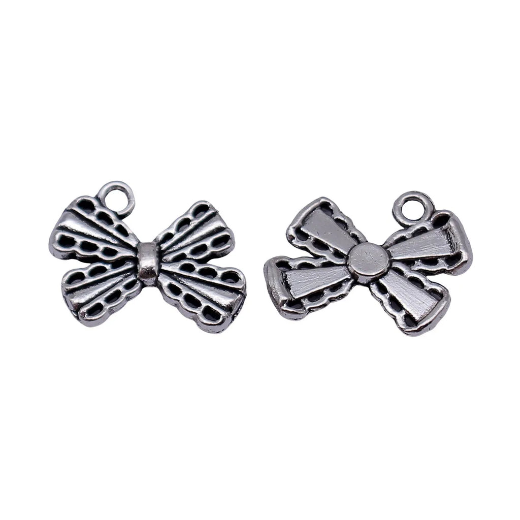 18x14mm 1.3g Antique Silver Zinc Alloy Bowknot Butterfly Charm Pendant for DIY Bracelet Necklace Making