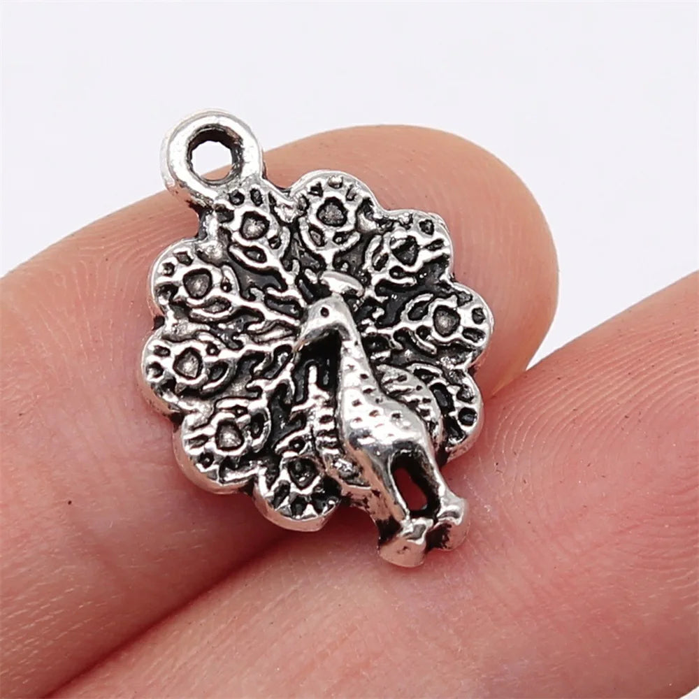 21x15mm 1.5g Multicolor Zinc Alloy Peacock Charm Pendant for Garment Accessories DIY Jewelry Making