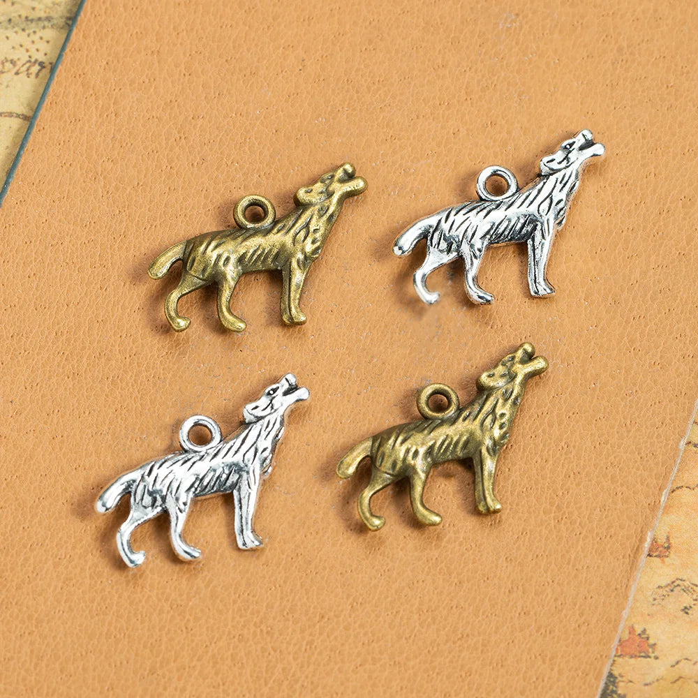 25x18MM Antique Silver Zinc Alloy Wolf Charm Pendant for DIY Necklace Bracelet Jewelry Making