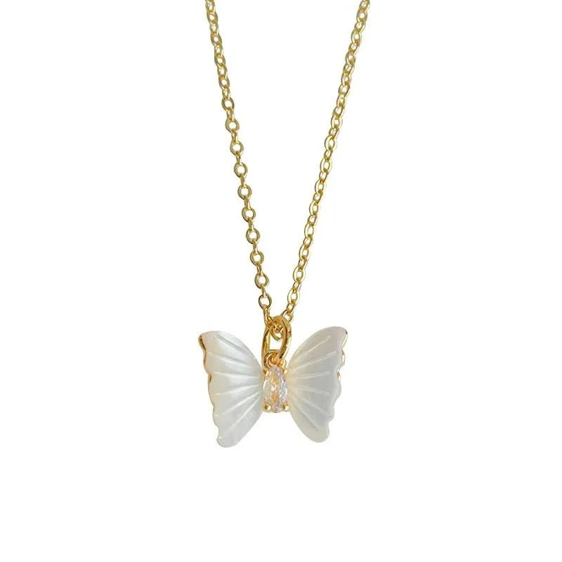 18K Gold Plated Copper Real Shell Round Geometric Light Luxury Clavicle Necklace
