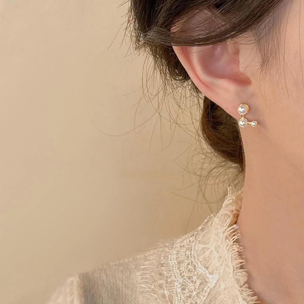 Minimalist Copper Pearl Drop Earrings Geometric Line Round Square Commuter Jewelry For Women