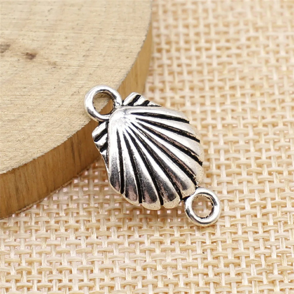 23x14mm 3g Antique Silver Zinc Alloy Shell Connector Charm for Bracelet Necklace Jewelry Making