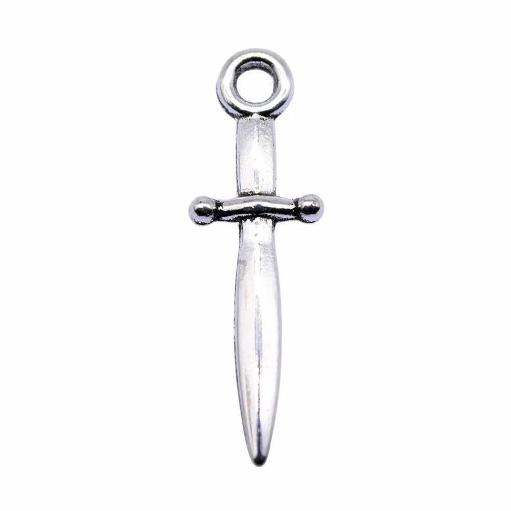 24x8mm 0.5g Antique Silver Zinc Alloy Sword Charm Pendant for DIY Bracelet Necklace Jewelry Making