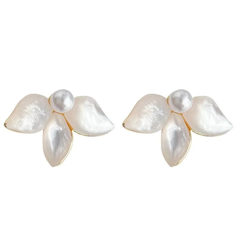 Natural Shell Irregular Heart Bow Geometric Drop Earrings Elegant Minimalist