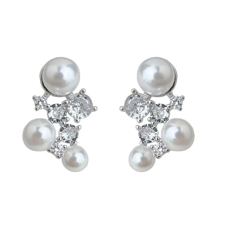 Light Luxury Micro Pave Zircon Constellation Geometric Copper Stud Earrings