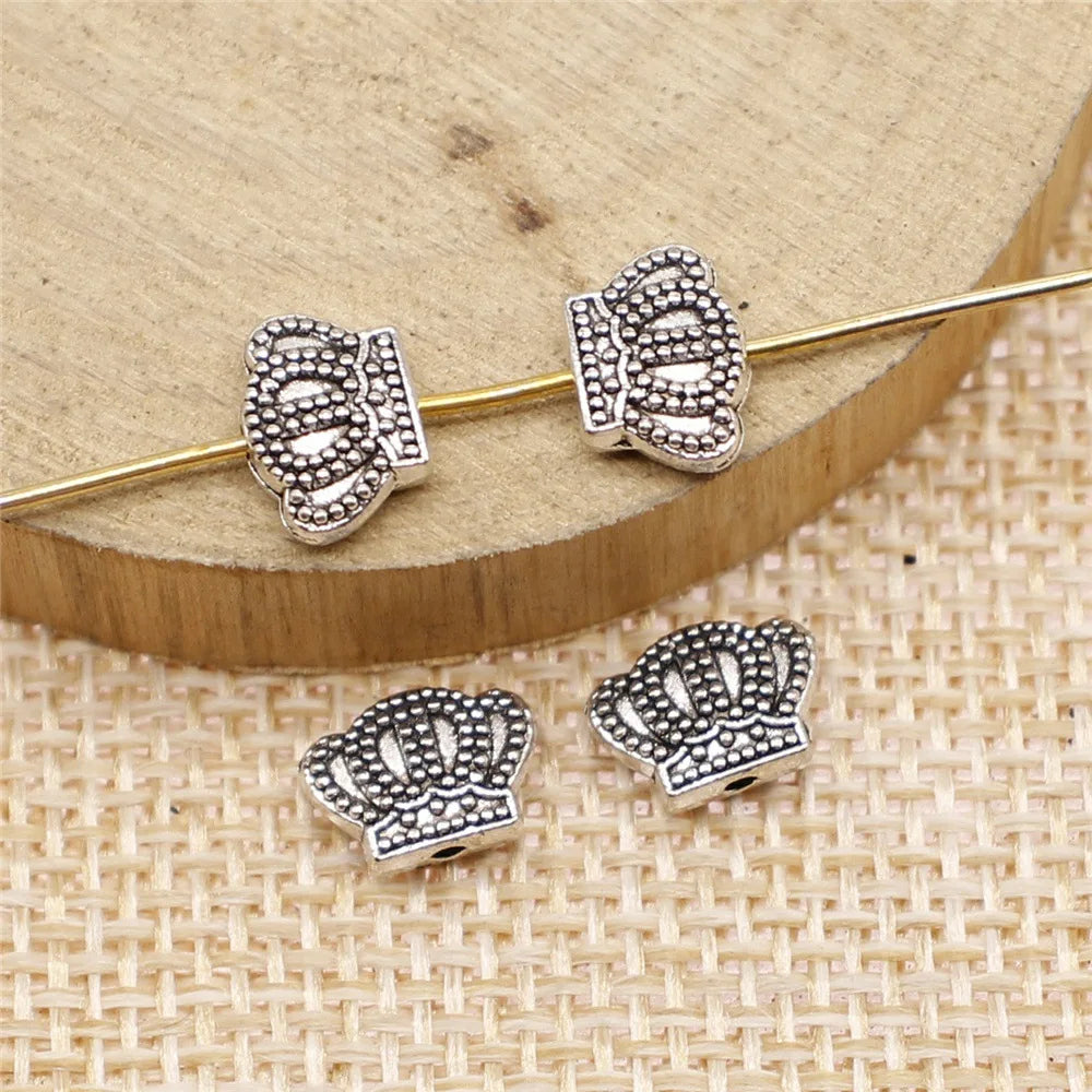 6x9mm 0.6g Antique Silver Zinc Alloy Crown Spacer Beads for DIY Bracelet Necklace Jewelry